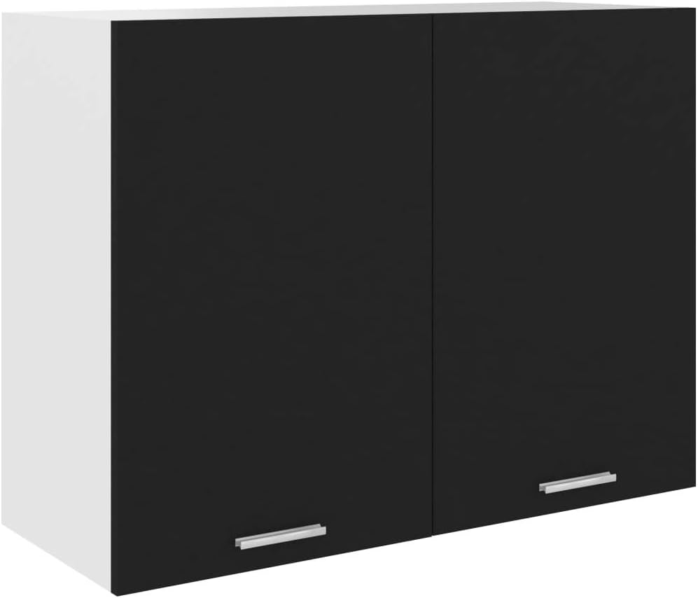 "vidaXL Black Engineered Wood Hanging Kitchen Cabinet - Spacious and Easy to Clean"