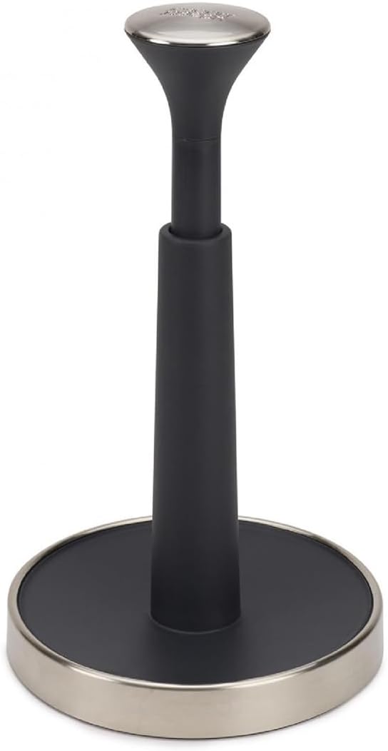 Joseph Joseph Push and Tear Kitchen Roll Holder for Easy Tearing Off (Maximum Height of the Kitchen Roll of 24 cm), Dark Grey
