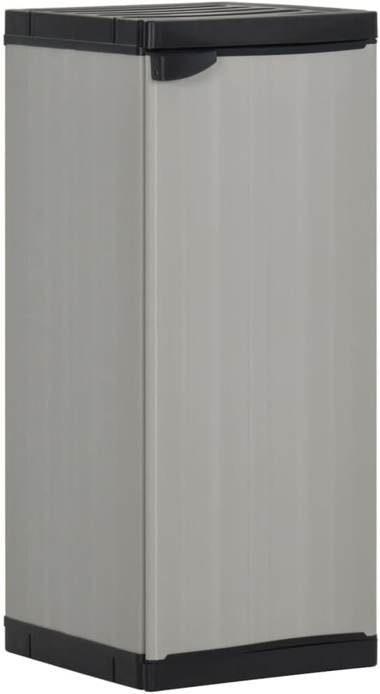 Garden Storage Cabinet Grey and Black with 1 Shelf 35x40x85 cm PVC and PP Durable Outdoor Organizer Unit for Patio, Garage, Laundry, and Utility Storage