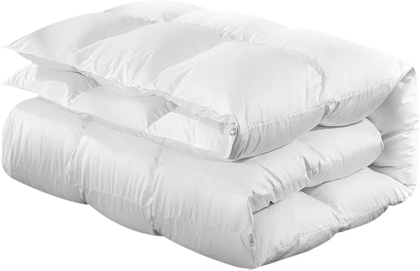 Giselle Bedding Goose Quilt Down, 700gsm Super King Quilts Winter Blanket Duvet Comforter Feather Home Bedroom Bed Travel, Lightweight Breathable Soft Cotton Cover Baffle Construction White
