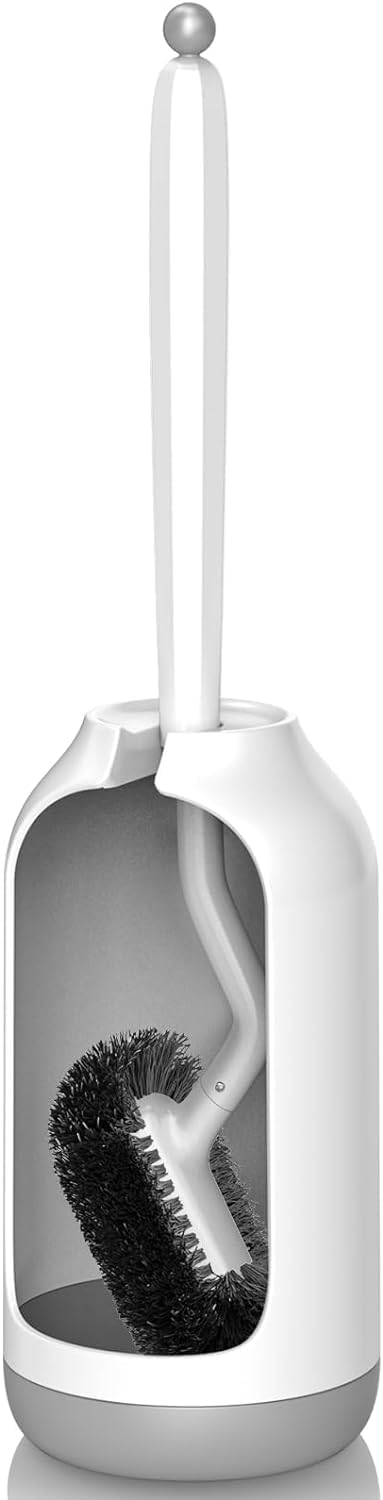 HAMITOR Toilet Brush and Holder Set: Durable Materials Toilet Brush, Water-Resistant and Easy to Dry Toilet Brush Set,Toilet Brush Space-Saving Design,Suitable for Bathroom Cleaning Value Pack