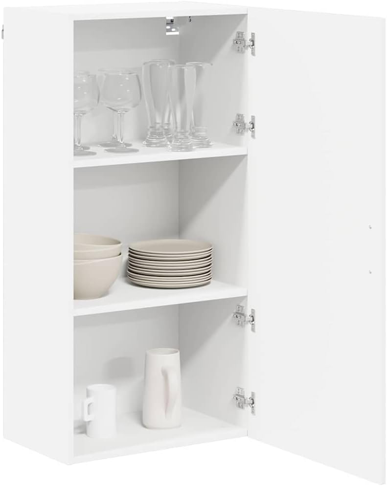 vidaXL Wall Cabinet Lucca High Gloss White 50 x 31 x 100 cm, Trendy Kitchen fix, Rectangular Wooden Panel, Tough Dishwasher Cover, hides appliances, Space-Saving Beauty