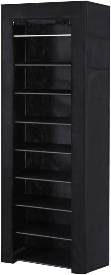 Artiss Shoe Rack, 10 Tier Shoe Storage Organiser with Adjustable Shelves, Stackable Shoe Tower Space Saving Shoe Shelf Organizer for Closet Hallway Entryway, Black
