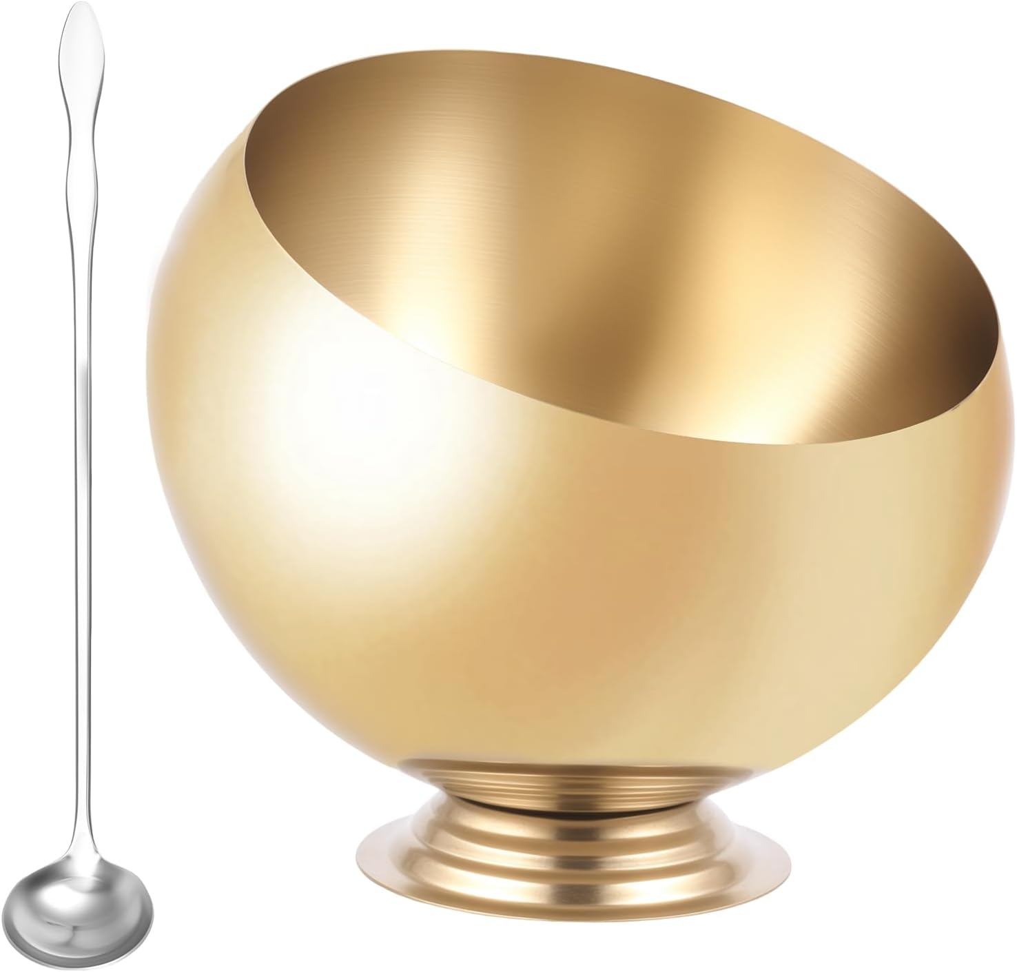Stainless Steel Coffee Pod Holder with Spoon, Minimalist Espresso Capsule Organizer & Storage Container, Large Capacity Metal Bowl for Kitchen Counter and Home Coffee Bar (Gold)