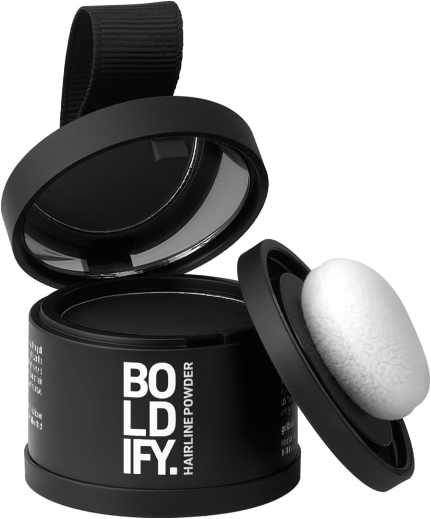 BOLDIFY Hairline Powder - Root Touch Up Hair Color for Gray Coverage - Bald Spot Concealing Hair Powder for Women and Men - 24-Hour Stain-Proof (Black)