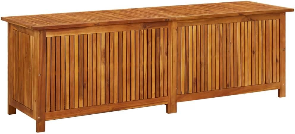 vidaXL Solid Wood Acacia Garden Storage Box Outdoor Terrace Patio Backyard Wooden Pillow Blanket Entryway Hallway Bench Home Furniture 175x50x58 cm