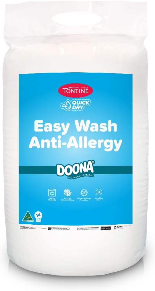Tontine Quick Dry Easy Wash Anti Allergy All Seasons Quilt Doona – Medium Warmth, Anti-Microbial Ultrafibre Fill - Quick Dry, Machine Washable, Australian Made – Double Bed