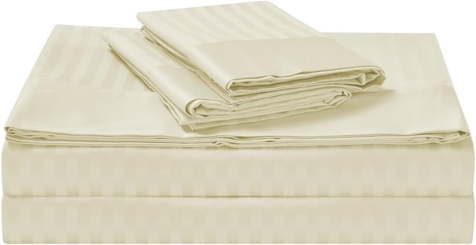 1200TC Pure Cotton 4 Piece King Bed Sheet Set, Egyptian Cotton Blend 1200/1000 Thread Count Flat Sheet, Fitted Sheet with 40cm Deep Pocket and 2 Pillowcases