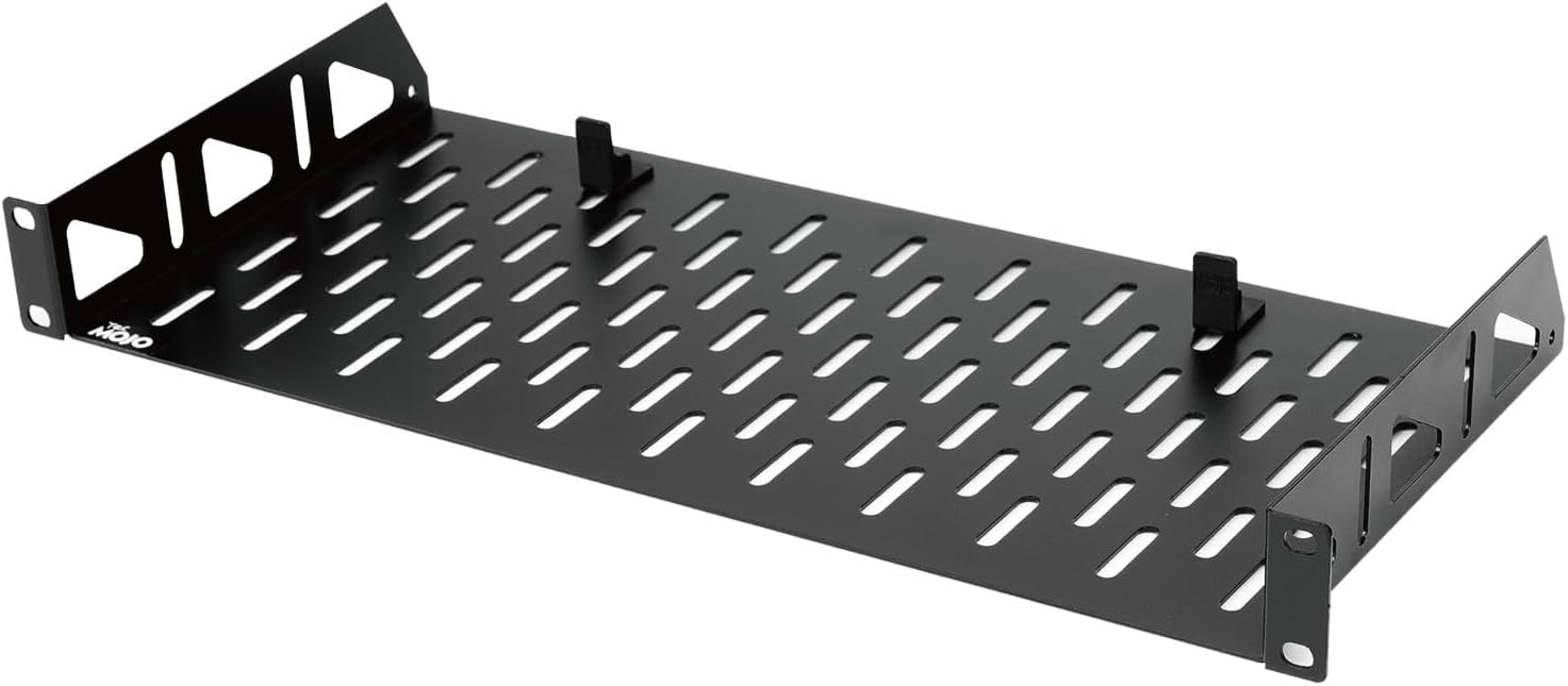 Tecmojo 1U Rack Shelf, Rack Mount Shelf with Anti-Slip Stops-203.2 mm Deep, Vented Cantilever Tray for 19 inch Server Racks & Network Cabinets, Good Air Circulation, Weight Capacity 25 kg/55lbs, Black