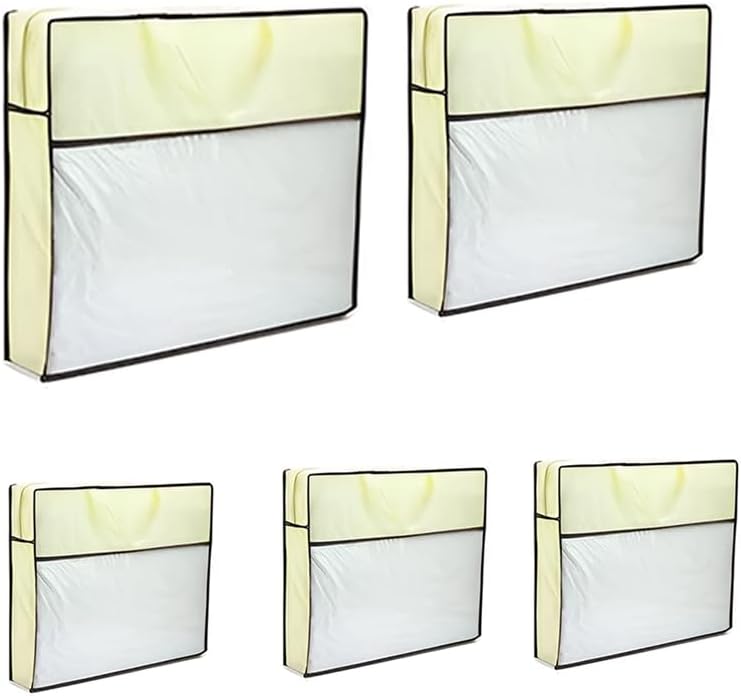 AIMALL 5PCS Dustproof Zip Storage Bag, Non-Woven Waterproof Quilt Organizer, Transparent Pillow Storage Bag for Quilts, Blankets, Toys, and Seasonal Storage, Beige, 18.5×12.6×8in