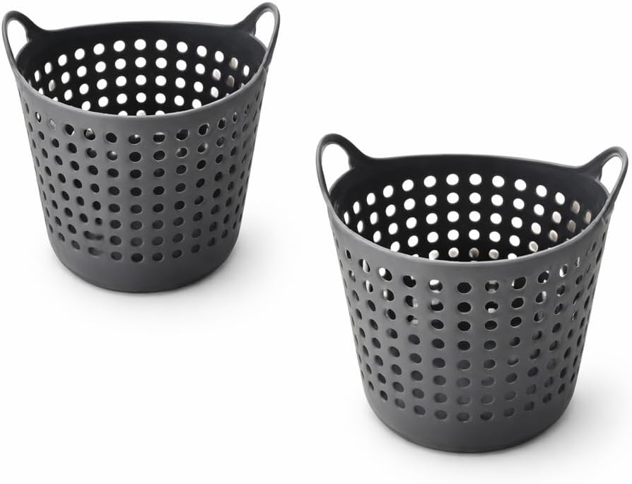 LEDON Mini Desk Organizer Basket Pen Holder – Small Plastic Storage Caddy with Handles, Perforated Desktop Organizer for Office Supplies, Makeup Brushes & Craft Accessories (2)