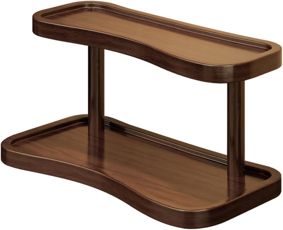 2-Tier Bamboo Desktop Organizer Shelf, Storage Rack for Perfume, Makeup & Coffee Mugs, Natural Display Stand for Vanity, Bathroom & Office, Walnut
