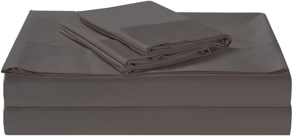 1200TC Egyptian Cotton 4 Piece Mega King Bed Luxury Sheet Set, Flat Sheet, Fitted Sheet with 50cm Deep Pocket and 2 Pillowcases Charcoal