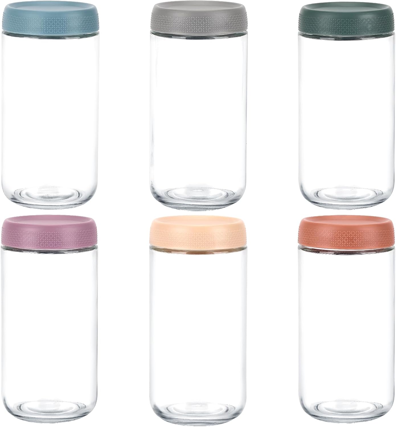 BTYMS 6-Pack Overnight Oats Container Jars, Glass Food Storage Jars with Screw Lids, Wide-Mouth Meal Prep Containers, Glass Containers for Food, Spices, Sauces, and Snacks [24 oz / 750 ml]