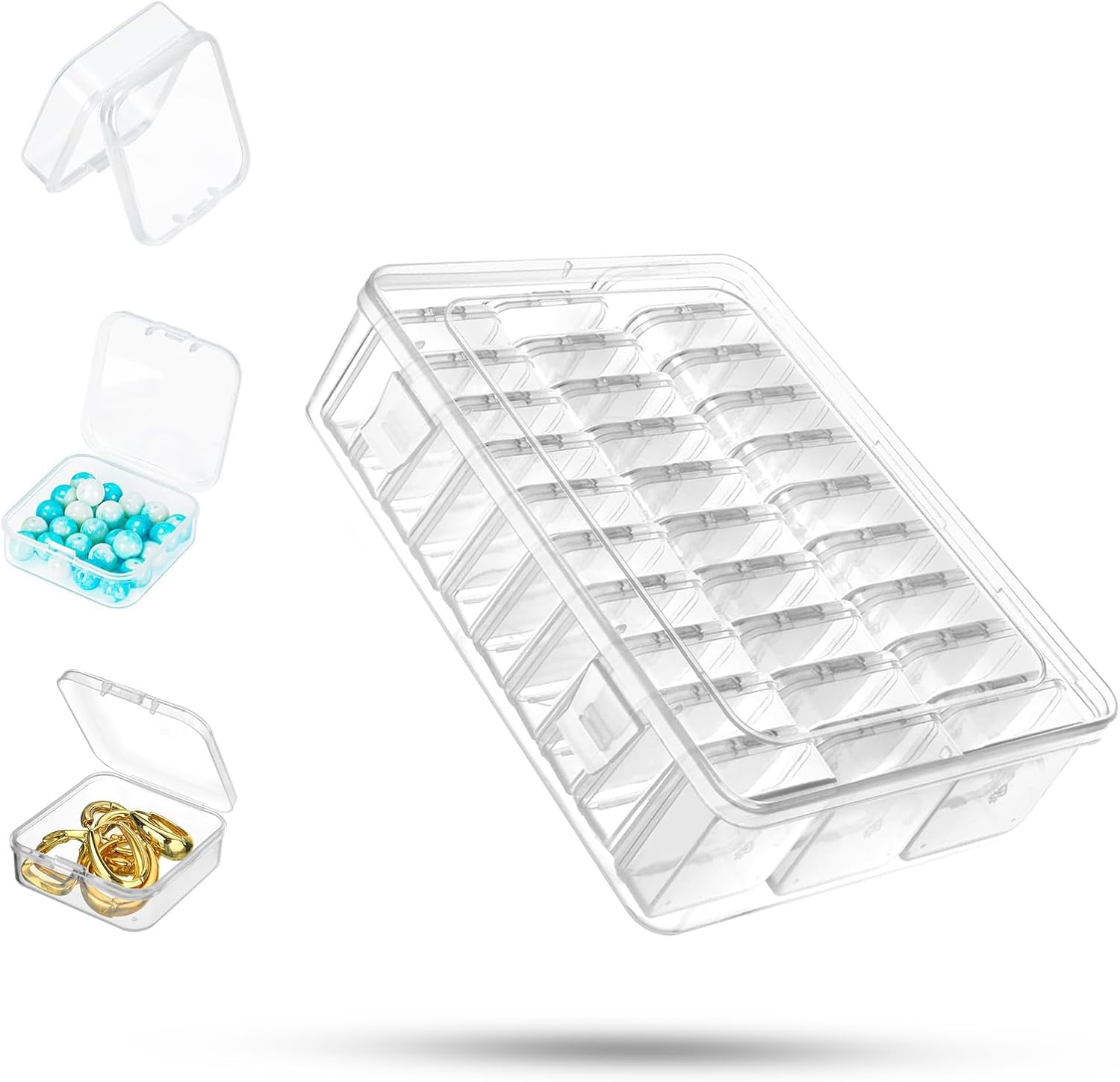 30-Pack Stackable Transparent Bead Storage Boxes – Small Jewelry & Craft Organizer Containers for Art Supplies, Sewing, and DIY Projects