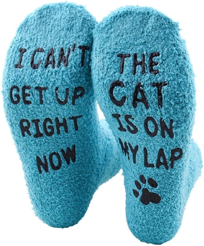 Cat Owner Gifts for Women Kitty Lover Birthday Gift to Daughter Sister Pet Owners Cat Mom Fuzzy Socks Presents for Friends Family