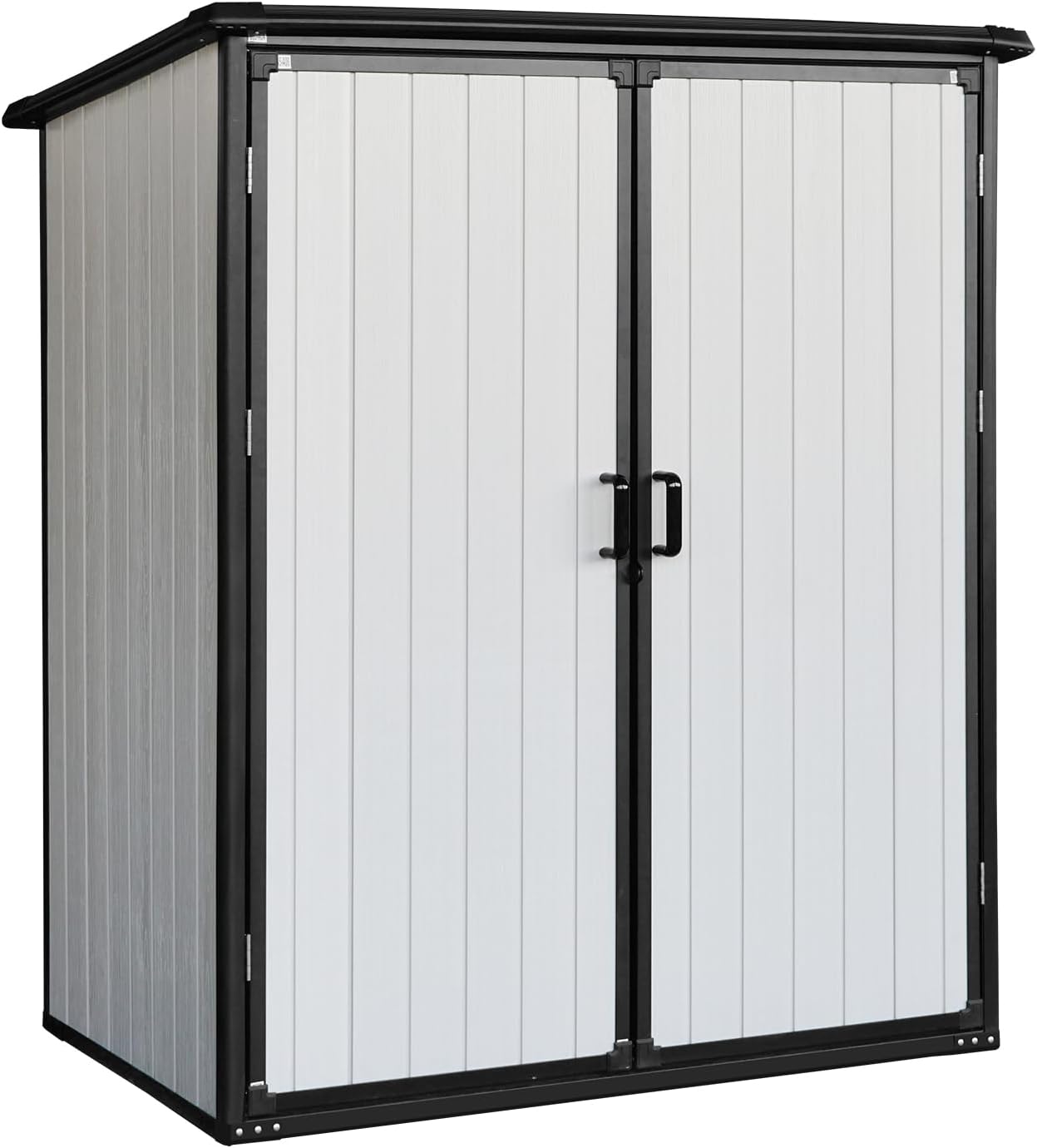 1.54 x 0.83 m Outdoor Storage Garden Shed, Waterproof Resin Cabinet with Lockable Doors for Bikes and Patio Furniture White