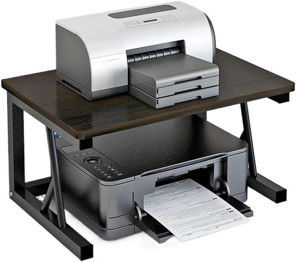 2 Tier Printer Stand, Desktop Holder Shelf Organzier, Fax Machine Storage Rack, Desk Organizer, Heavy Duty Printer Riser, Multi-Purpose Cutlery Racks for Home Office