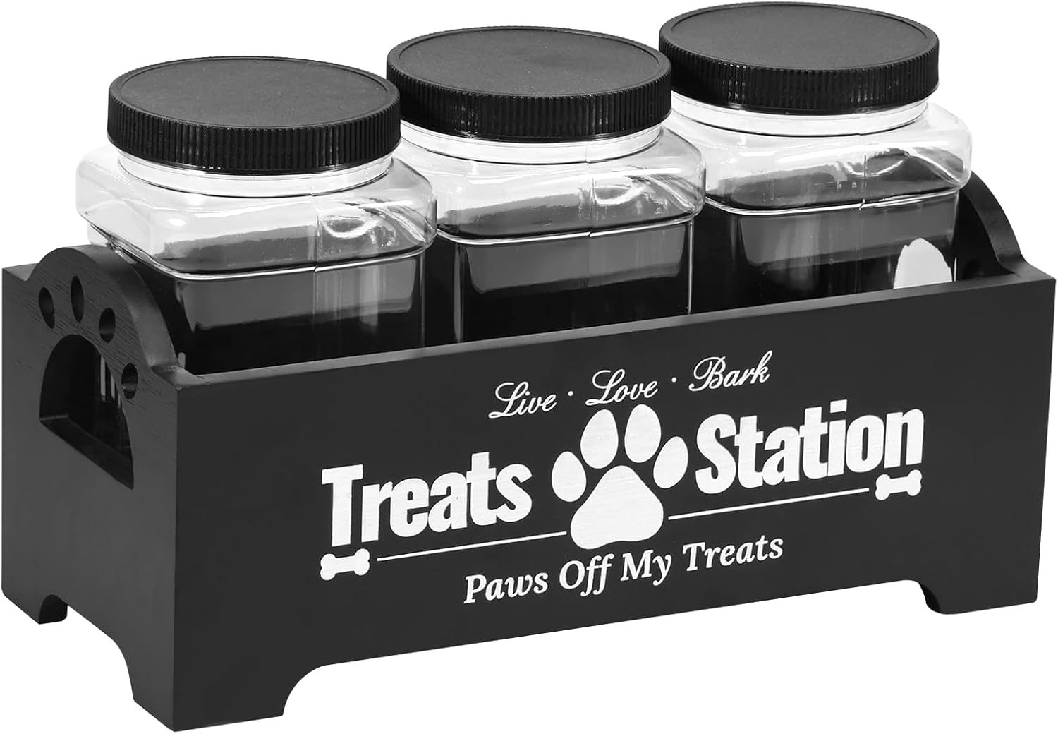 Cat Food Container,Cat Treat Container,Dog Treat Holder,Dog Food Storage,Pet Food Storage Container,Pet Food Storage Organizer for Dog and Cat (Black)