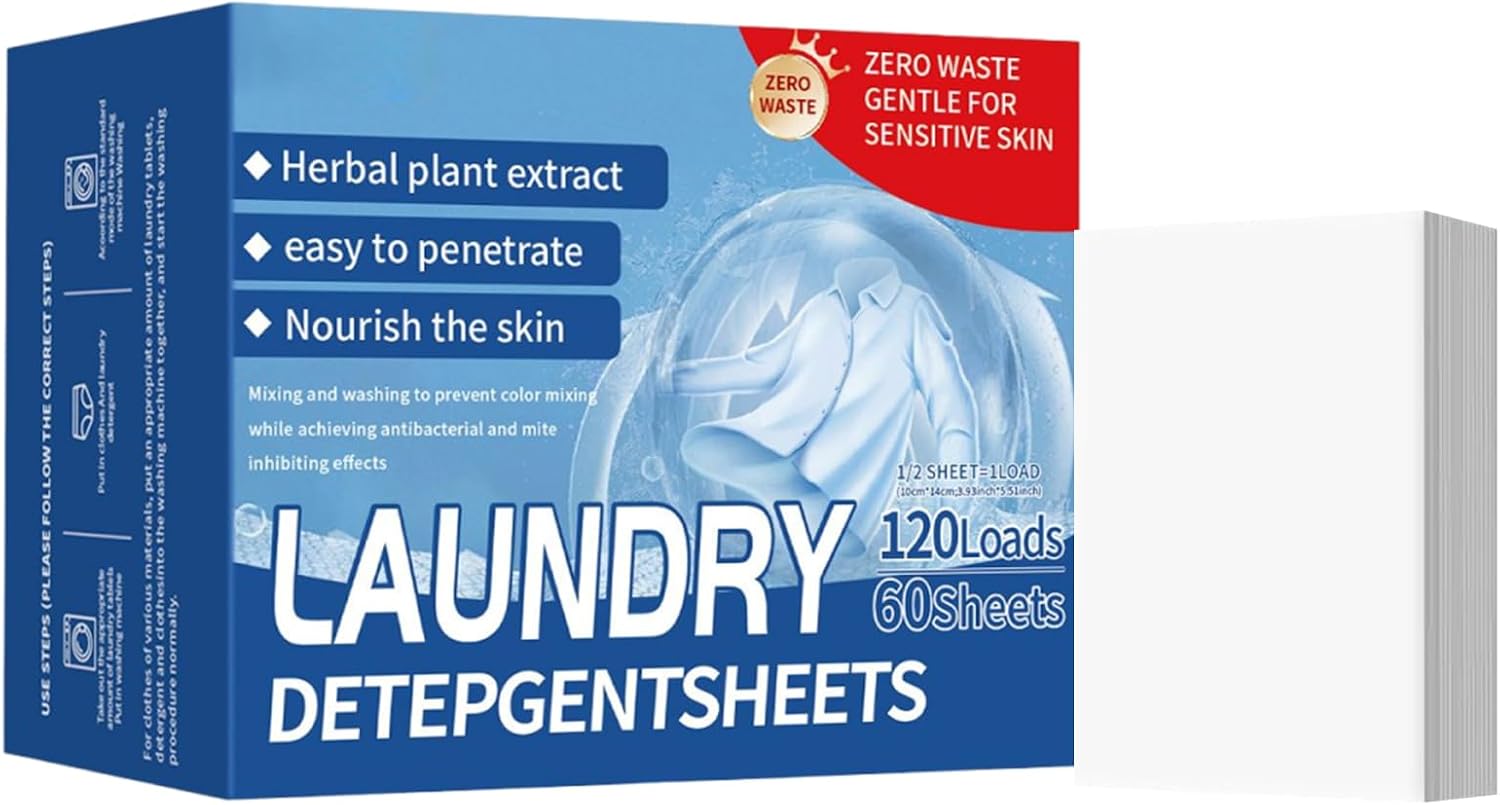 Laundry Detergent Sheets - 120 Loads Washing Machine Detergent Sheets | Fresh Scent Cleaning Paper for Cruise Adventure RV Life Outdoor Hotel Home Daily Trip Dorm