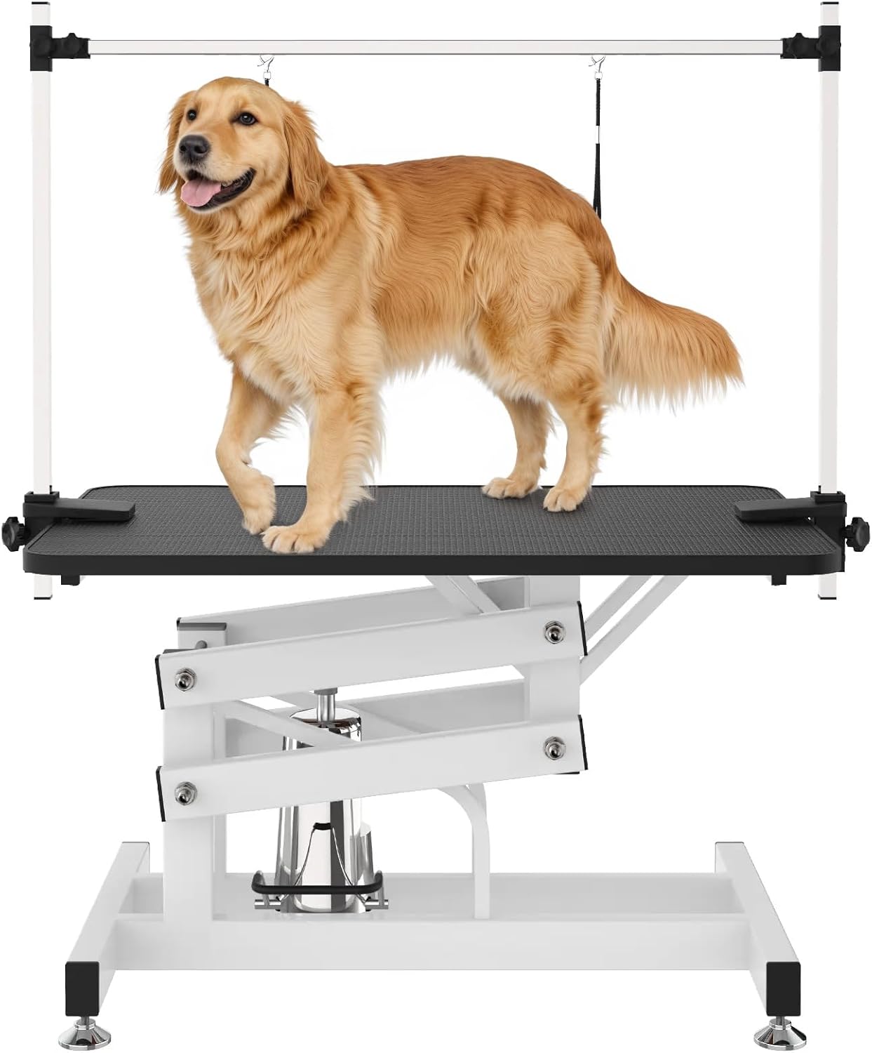 Advwin Hydraulic Pet Grooming Table, Heavy Duty Professional Dog Grooming Table for Large Dogs, 20"-36" Height Adjustable Dog Grooming Station, Adjustable Overhead Arm & Noose, Anti Slip Tabletop
