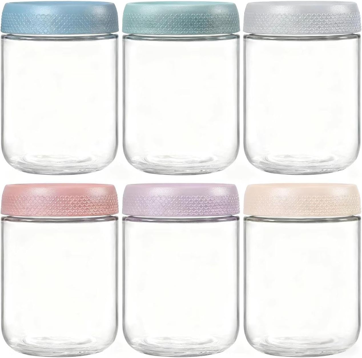 Small Glass Jars for Overnight Oats Salad, Pudding,Cereal Storage Containers Meal Prep Mason jar with Airtight Lids,6 Pack (6 * 550 ML)