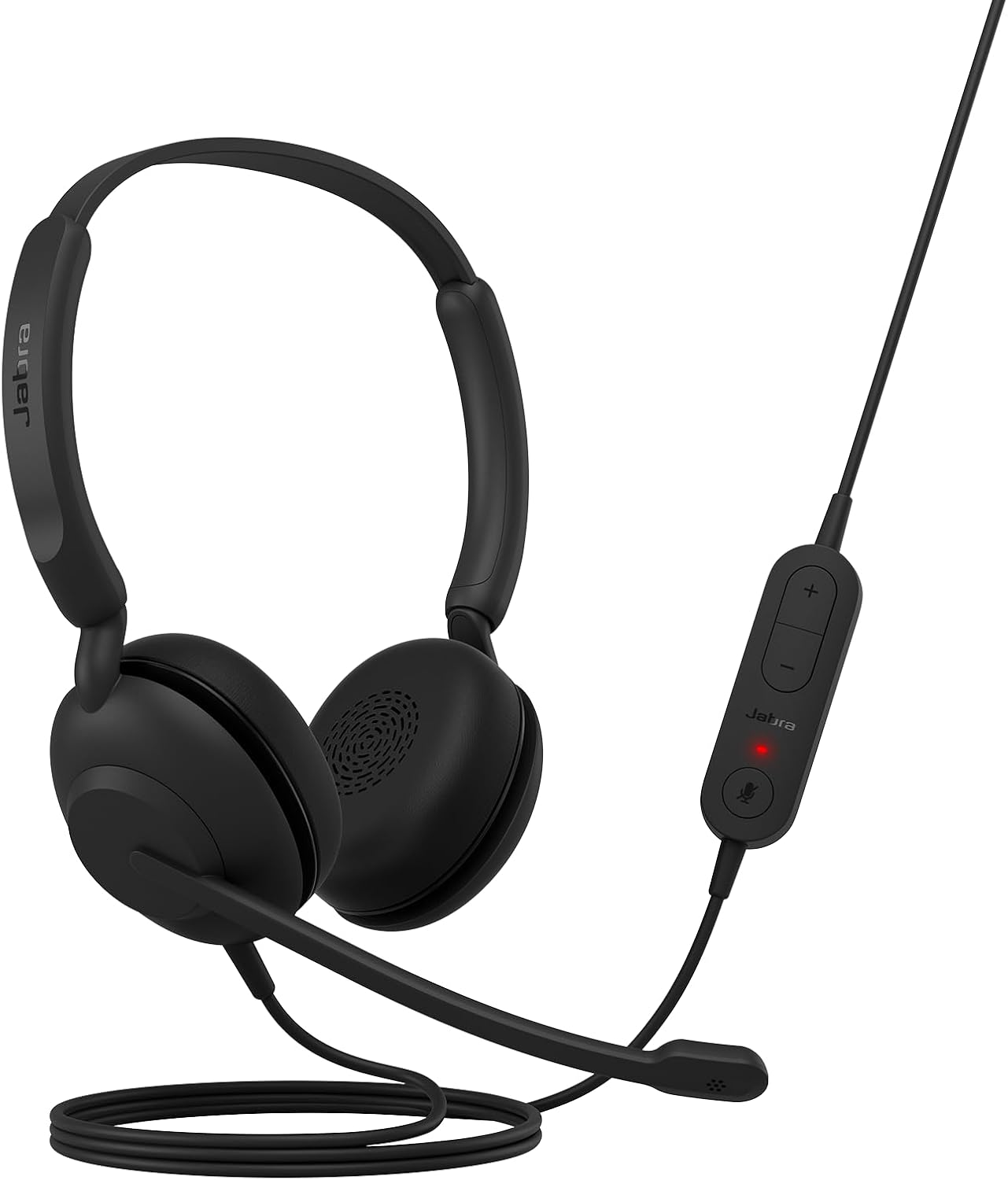 Jabra Evolve 10 Wired Stereo Headset - Noise Cancelling Mic - Clear Prof Call Quality - PC USB - On Ear Headphones - Rotating Boom - Inline Controller - Impressive Audio - Ideal for Work, Home Office