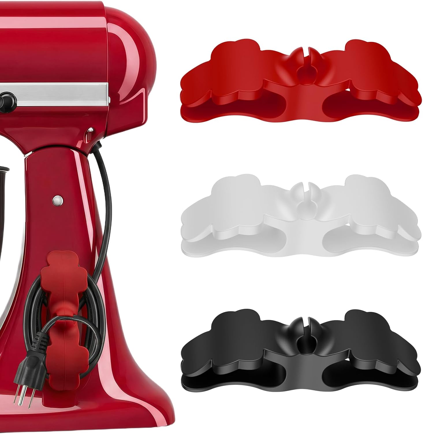 Cord Organizer for Appliances, 3 Pack Upgraded Kitchen Cord Keeper with Larger Capacity and Sticking Area, Bendable Cord Wrapper Holder for Coffee Maker, Blender, Air Fryer, Pressure Cooker