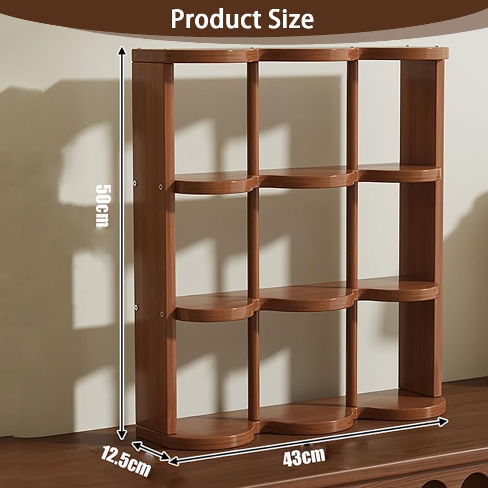 Bamboo Coffee Mug Display Rack, Freestanding 9 Grids Cup Holder Organizer, Rustic Style Mug Storage Stand for Kitchen Counter Coffee Station, Vertical Space Saving Design, Easy to Clean