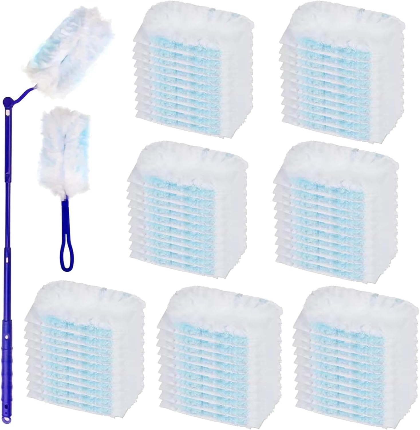 JMIATRY 100PCS Disposable Duster Refills 180 Duster Pads Heavy Duty Cleaning Supplies Duster Refill with Adjustable Handle Disposable Cleaning Gadgets for Home, Office, Blinds, Ceiling