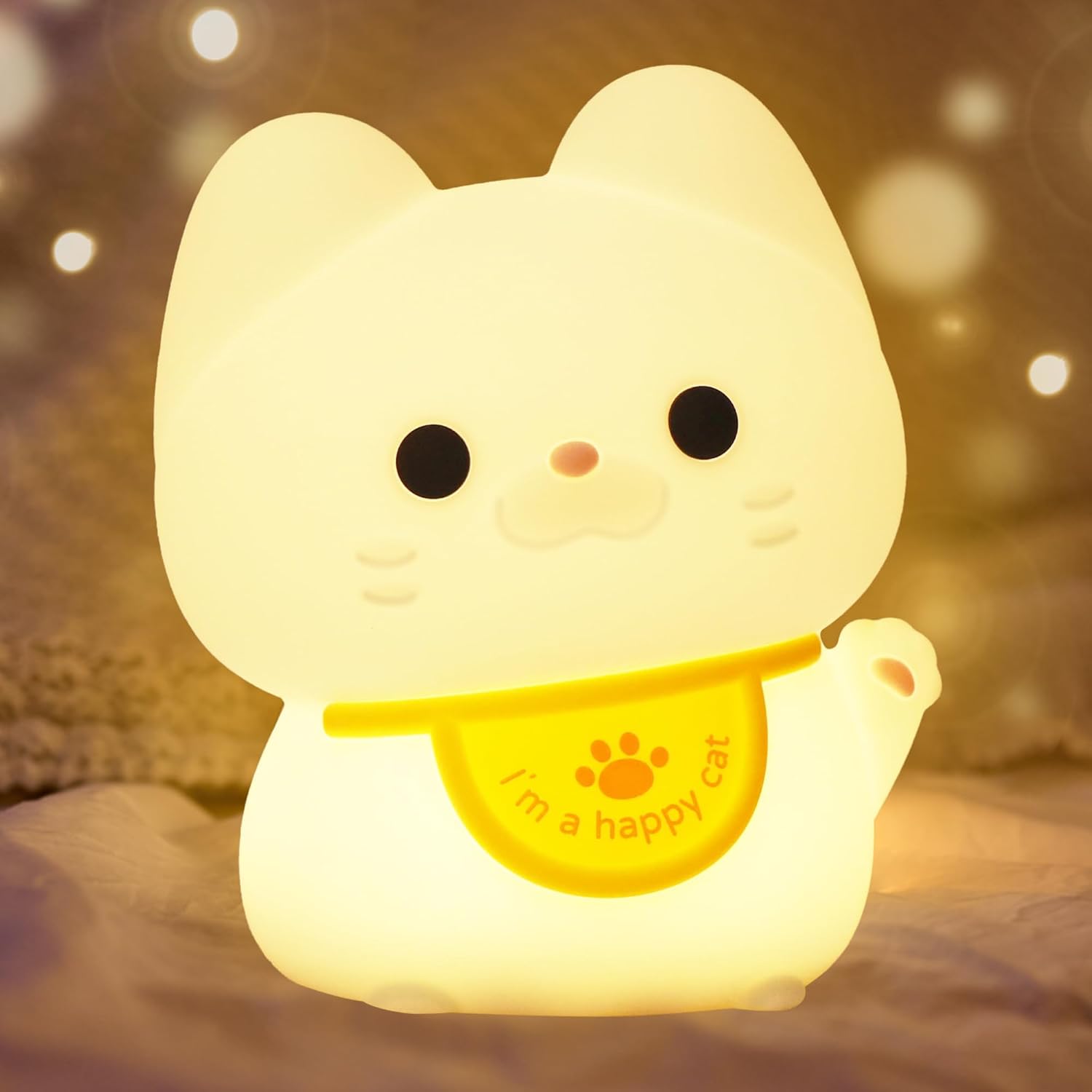 Cute Cat Night Light for Kids, Silicone Kitty Animal LED Touch Lamp with Timer USB Rechargeable Dimmable, Toddler Feeding Bedside Bedroom Decor for Baby Cat Lovers Girl Child Christmas Birthday Gifts