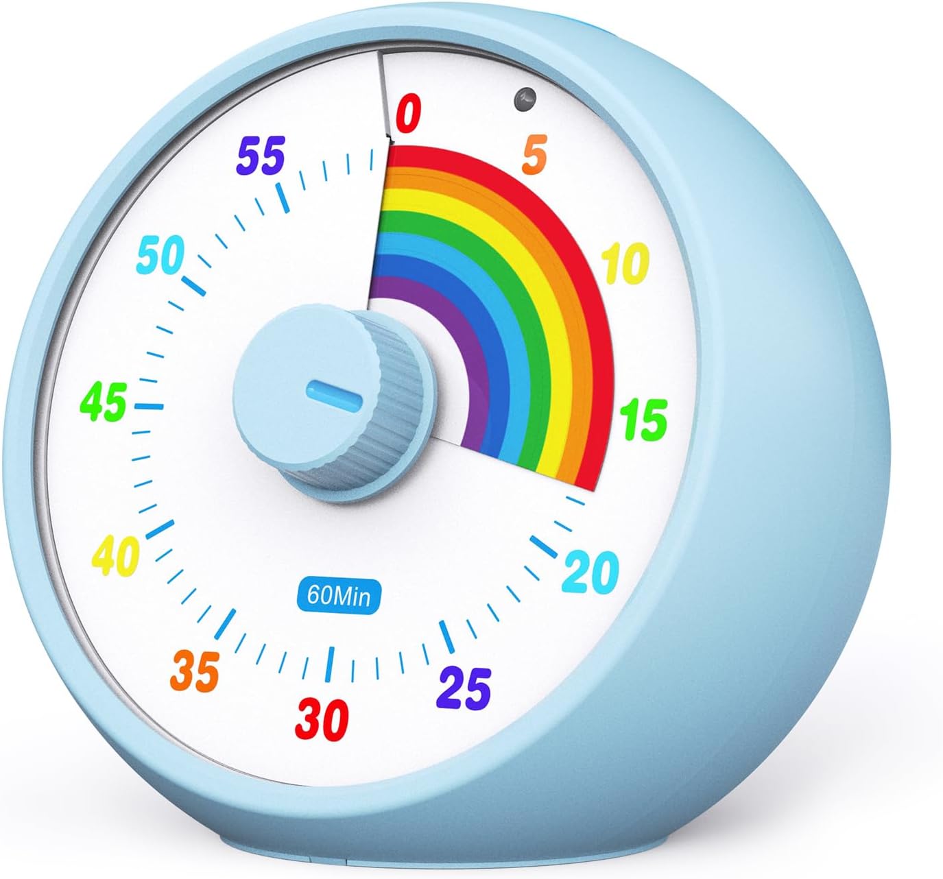 Visual Timer for Kids, 60-Minute Countdown Timer for Classroom Office Kitchen, Desk Timer Kids Time Management Tools with Silent Operation, Pomodoro Time Rainbow Pattern (Blue)