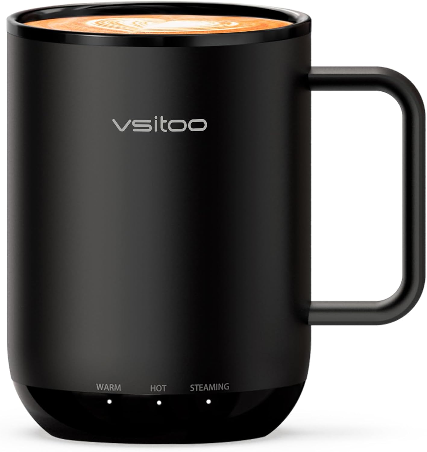 Vsitoo S3 Plus 14oz Self Heating Coffee Mug with Auto-Sensing AI - Smart Rechargeable Heated Mug, Temperature Control 120-150℉, IPX7 Waterproof, Coffee Warmer Gift for Women Men - Black