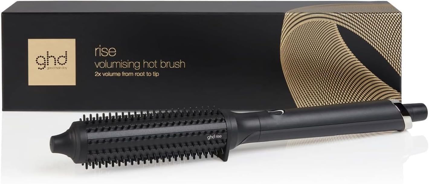 ghd rise Volumising Hot Brush, A Heated Round Hot Brush For Curling, Smoothing And Root Lift, 5mm Nylon Bristles, For All Hair Types, Lengths And Textures, Black (AU Plug)