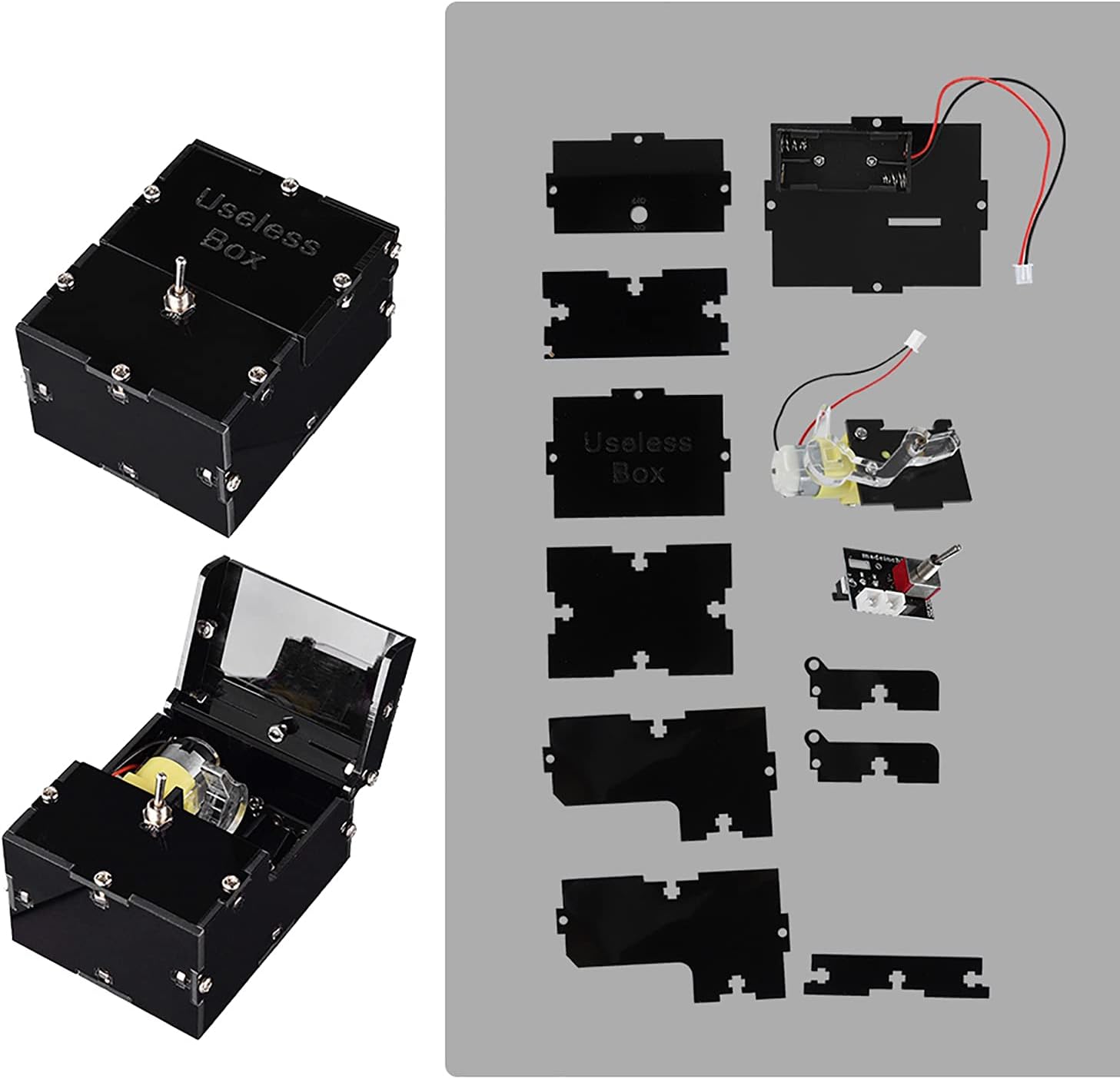 Marhynchus HighQuality Funny Unique Gifts Useless Box DIY Parts Kit for Funny Toy Lovers Powered by Battery