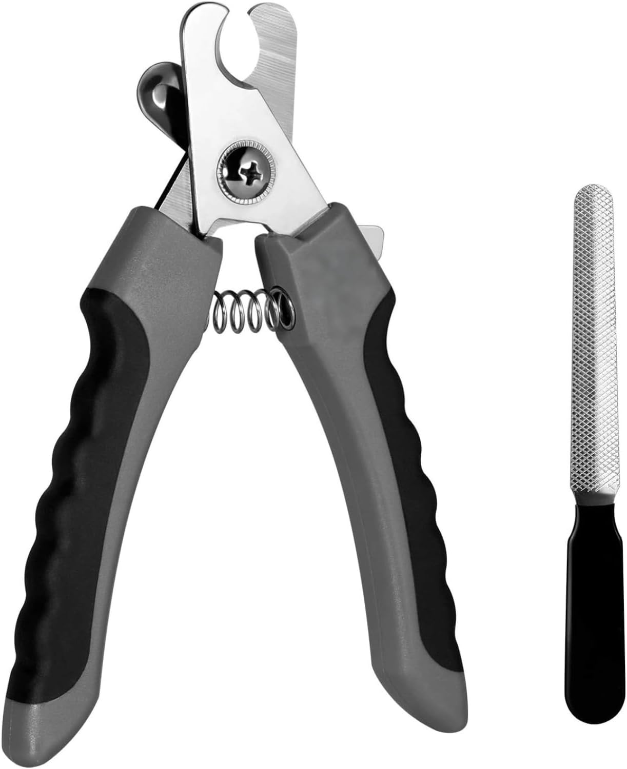 Professional Dog Nail Clipper - Dog Nail Trimmer for Large Dogs - Easy and Safe Pets Grooming Clippers - Cat Claw Trimmer with Safety Guard (Gray + Black)
