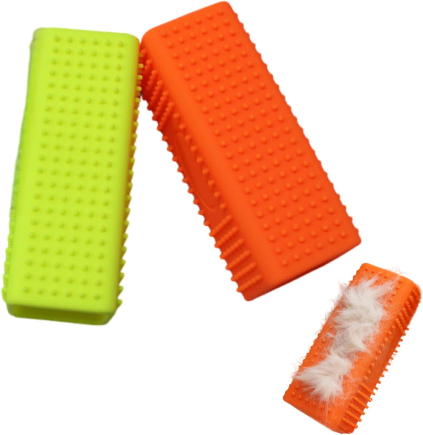 FOTIOMRG 2-Pack Pet Hair Remover Block Roller, Orange and Yellow Silicone Brush for Furniture, Car Seats, Carpet, Sofa, Pet Grooming Tool, 4.7 x 1.7 Inch
