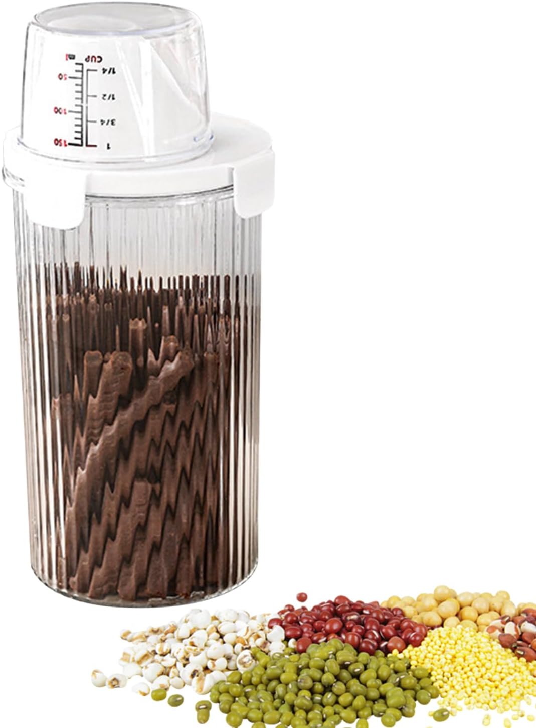 Pet Food Storage Containers - Clear Animal Food Storage Containers - Treat Dispenser with Pour Spout Measuring Cup, Organizer Holder Pet Supplies for Kitchen Pantry