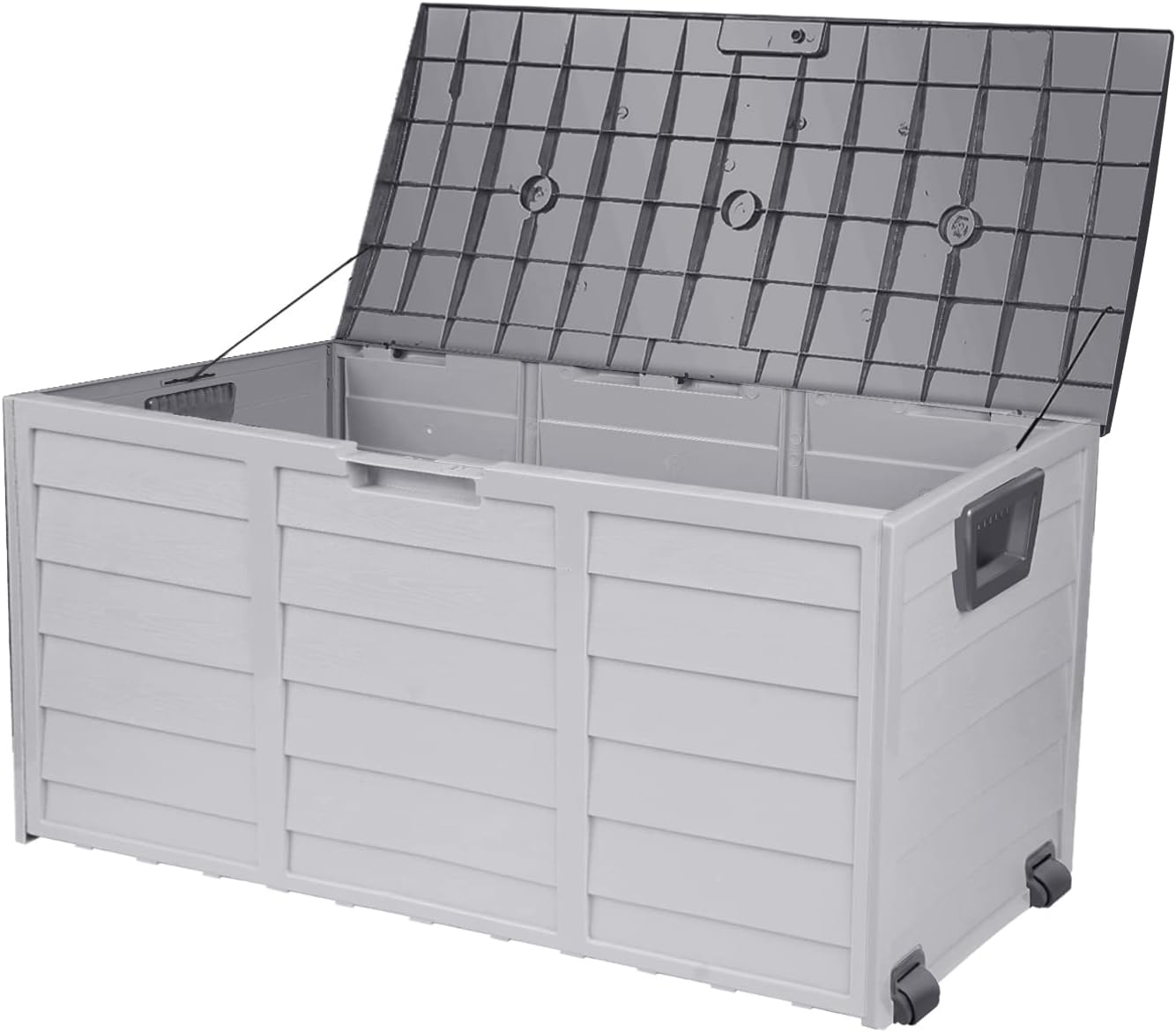 LI LIVSIP 290L Outdoor Storage Deck Box Bench, Waterproof & Lockable Large Storage Box Container Bench with Wheels & Handle for Cushion Pillow Toys Garden Tools, Grey