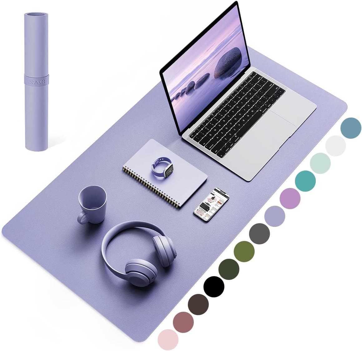 YSAGi Non-Slip Desk Pad,Mouse Pad,Waterproof PVC Leather Desk Table Protector,Ultra Thin Large Desk Blotter, Easy Clean Laptop Desk Writing Mat for Office Work/Home/Decor (Lavender, 80 x 40 cm)