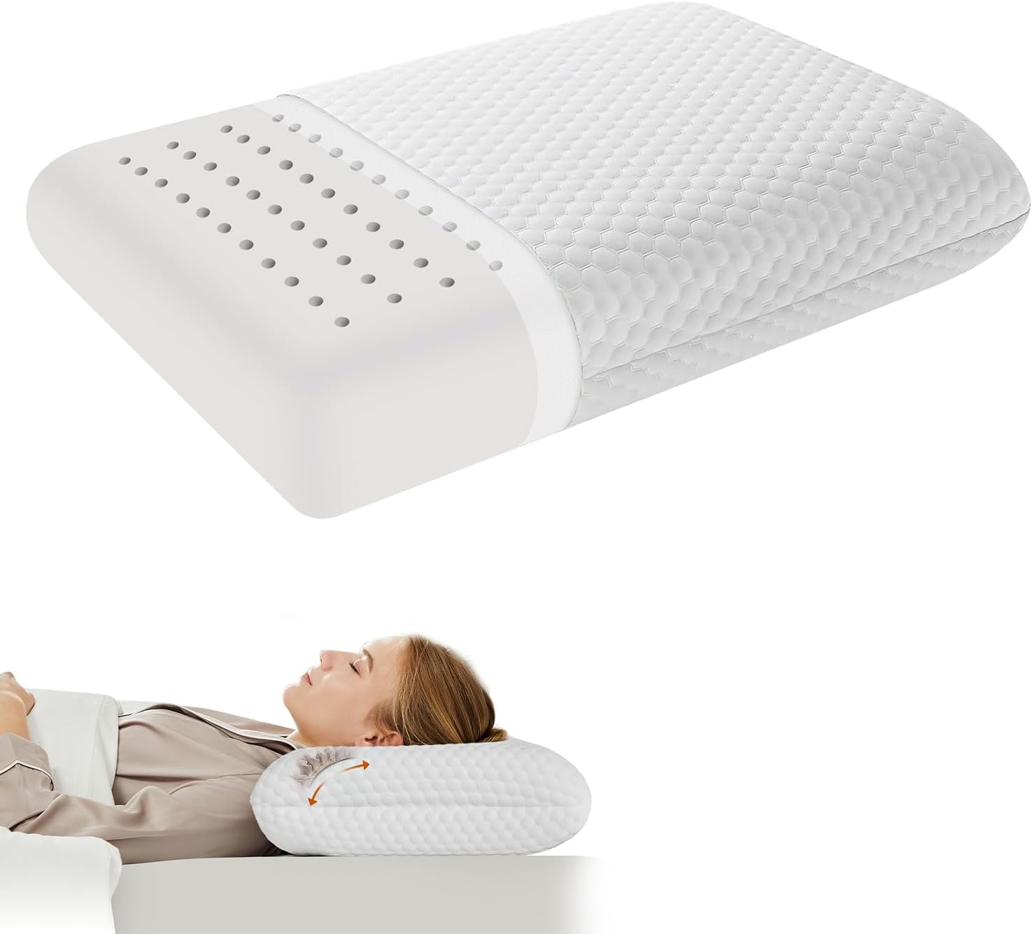 Neck Pillow Memory Foam, Stomach Sleeping Pillow - Flat Pillows for Sleeping, Cervical Sleeping Pillow Neck Contour Support Bed Pillow for Side Back Stomach Sleeper with Removable Cover