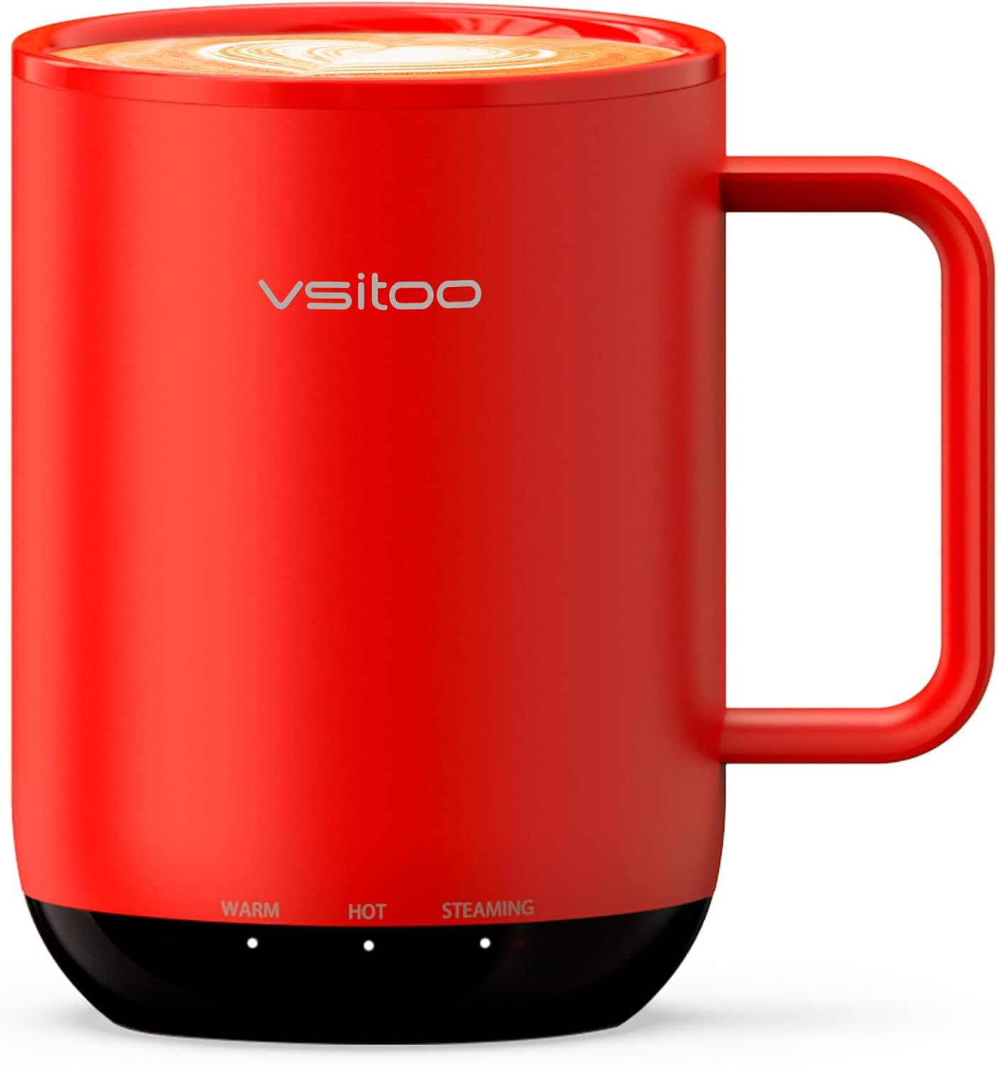 Vsitoo S3 Plus 14oz Self Heating Coffee Mug with Auto-Sensing AI - Smart Rechargeable Heated Mug, Temperature Control 120-150℉, IPX7 Waterproof, Coffee Warmer Gift for Women Men - Red