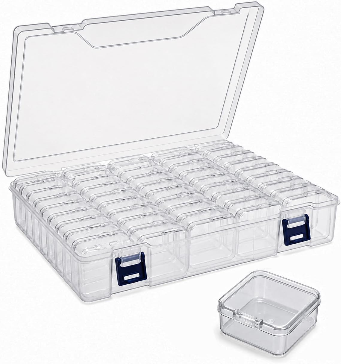 45PCS Bead Storage Organizer Box, Clear Plastic Craft Case for Diamond Painting Accessories, Jewelry Making Organizer with Individual Small Containers for Beads, Nail Art, Earrings and Charms