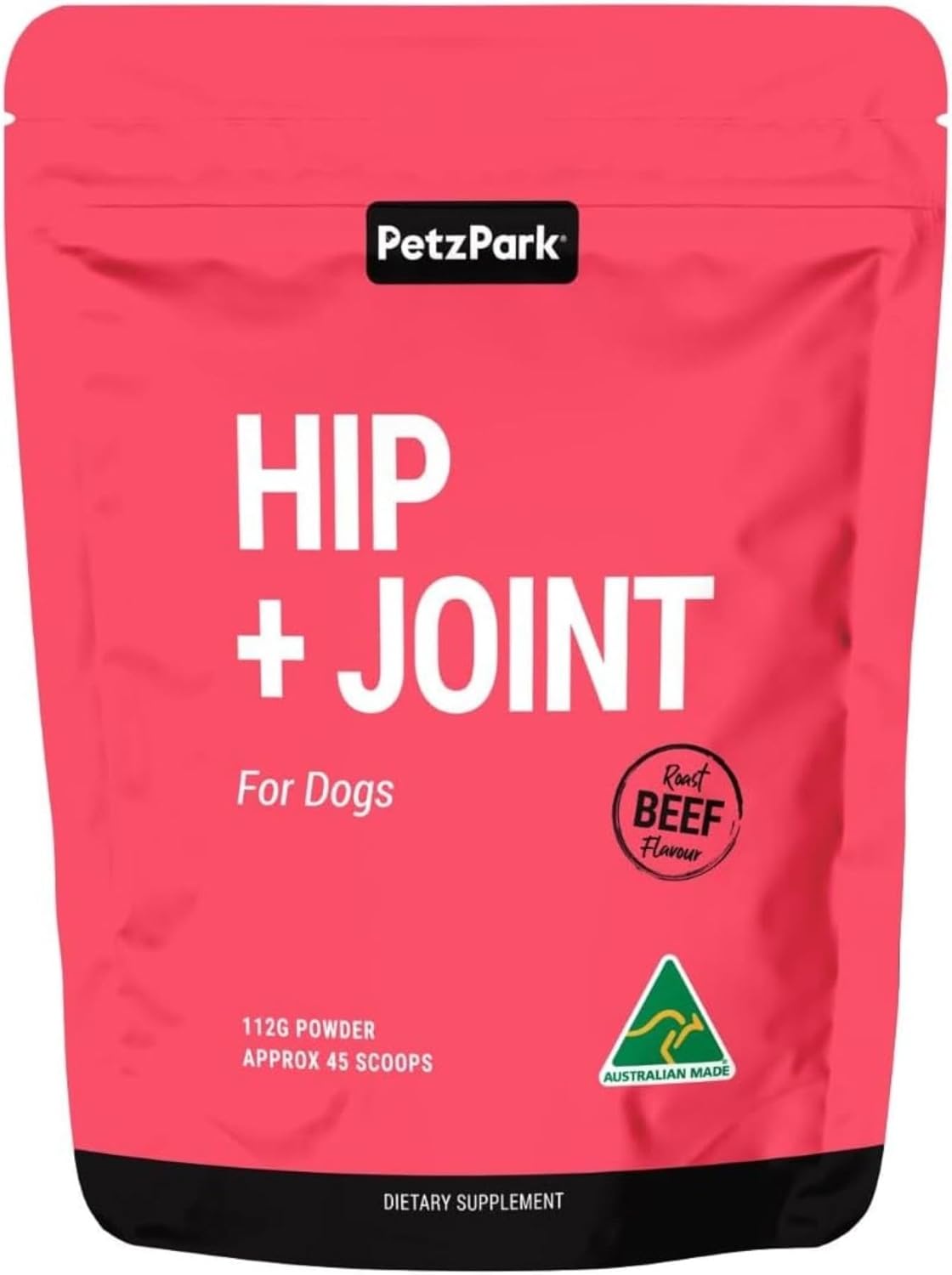 Petz Park Hip + Joint for Dogs 45 Scoops, Glucosamine for Dogs with Chondroitin and MSM, Dog Hip and Joint Supplement for Mobility Support, Dry Dog Food Topper for Joint Health and Flexibility
