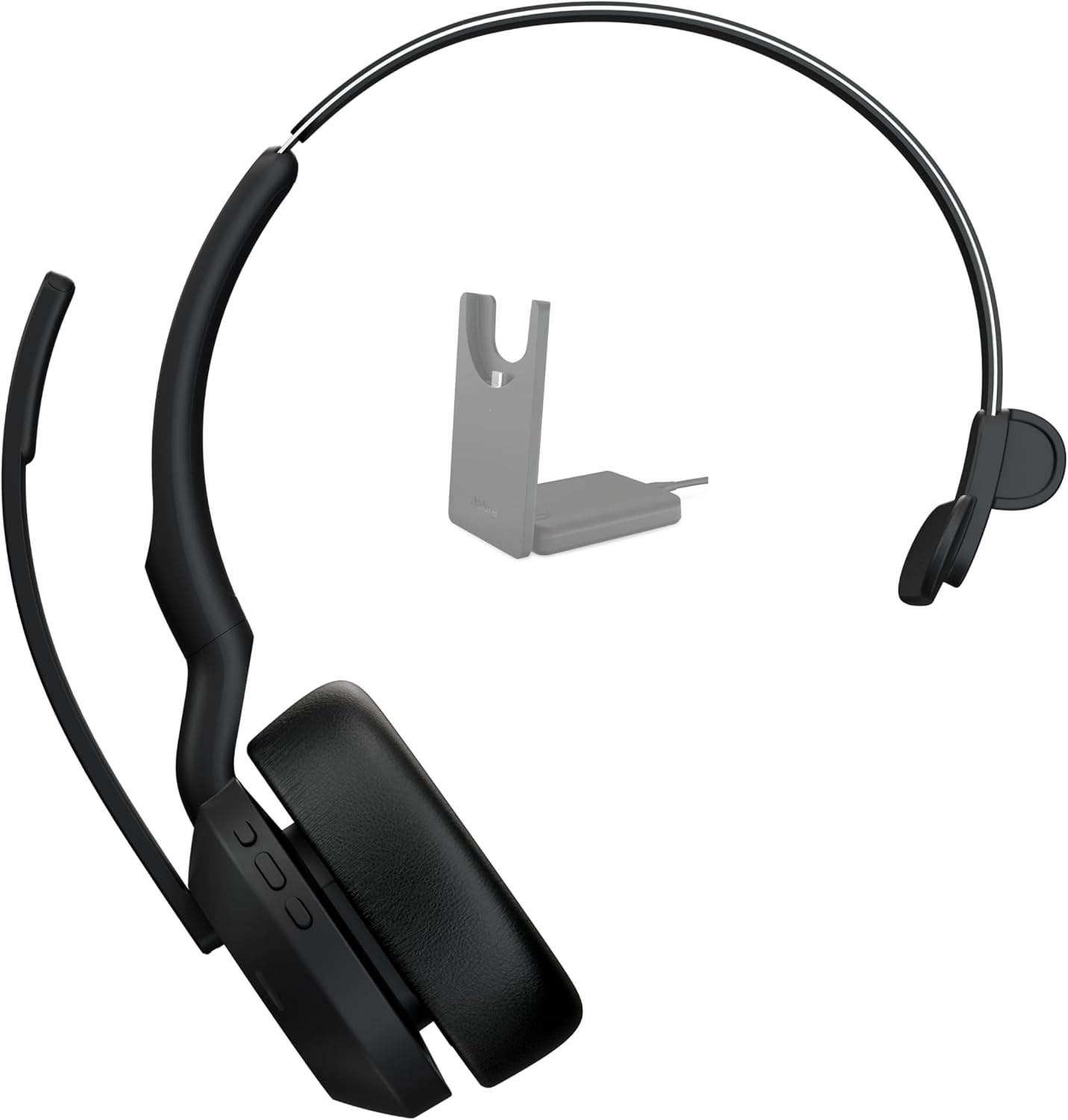 Jabra Evolve2 55 Wireless Headset - Bluetooth - 3X Mic - ANC Active Noise Cancelling in Microphone & Headphones - 18hr Batt - 30m Range - PC Headsets with Teams + Open Office Cert - USB A + Charger