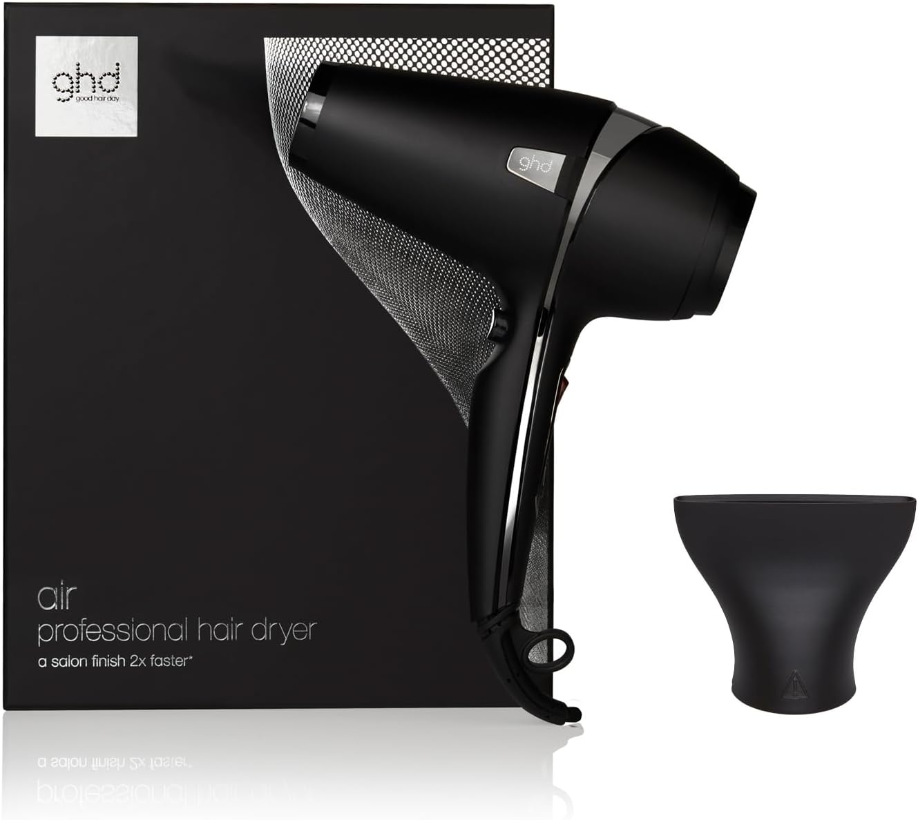ghd Air Professional Hair Dryer - 2100W Ionic Blow Dryer Reduces Frizz and Flyaways for Smooth Salon Finish - Variable Temp and Power - Ergonomic Design for Left/Right-Handed Use - 3m Cable (AU Plug)