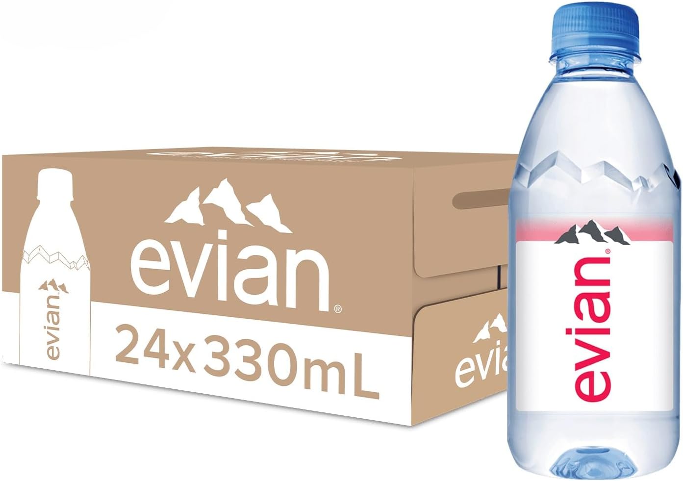Evian Natural Mineral Water Bottles, 24 x 330ml
