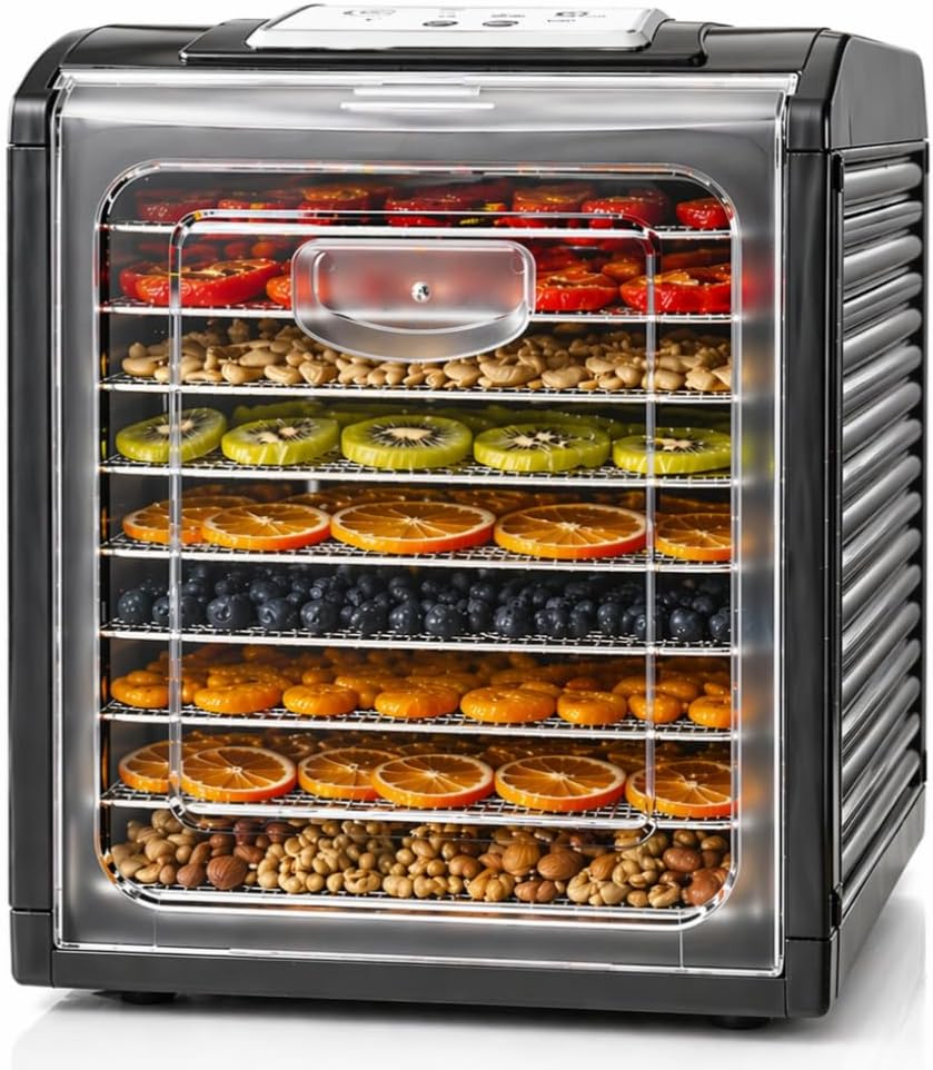 Devanti Food Dehydrator, 9 Trays 700W Electric Excalibur Dehydrators Dryer Machine Oven Jerky Yogurt Fruit Maker Home Small Kitchen Appliances, Adjustable Temperature Control Black
