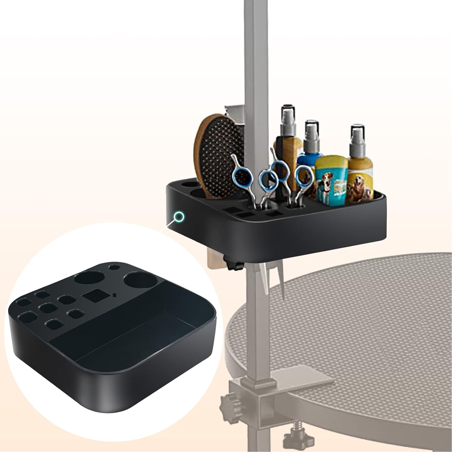 Pet Grooming Tools Storage Box, Organizer Drawer on The Bracket for Dog Grooming Table, Pet Hairdressing Scissors Clips Brushes Organizer for Pet Shop,Black