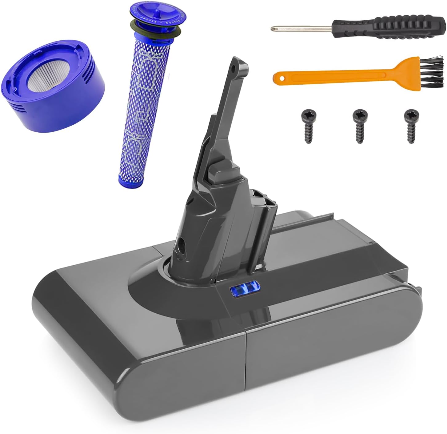 For Dyson V8 4600mAh 21.6V Battery SV10 SV25 Animal V8 Absolute V8 Fluffy V8 Powerful Handheld Vacuum Cleaner 2 Filters + Brush + Screws